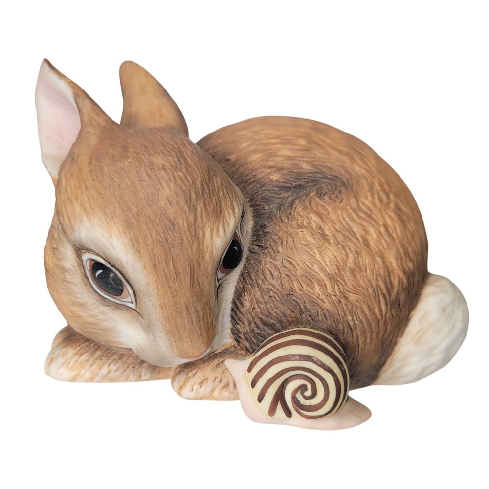 Slowpoke by Deborah Bell Jarratt‎ Porcelain Rabbit with Snail Figurine - Cute
